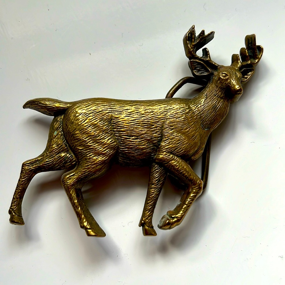Vintage Solid Brass Buck Belt Buckle